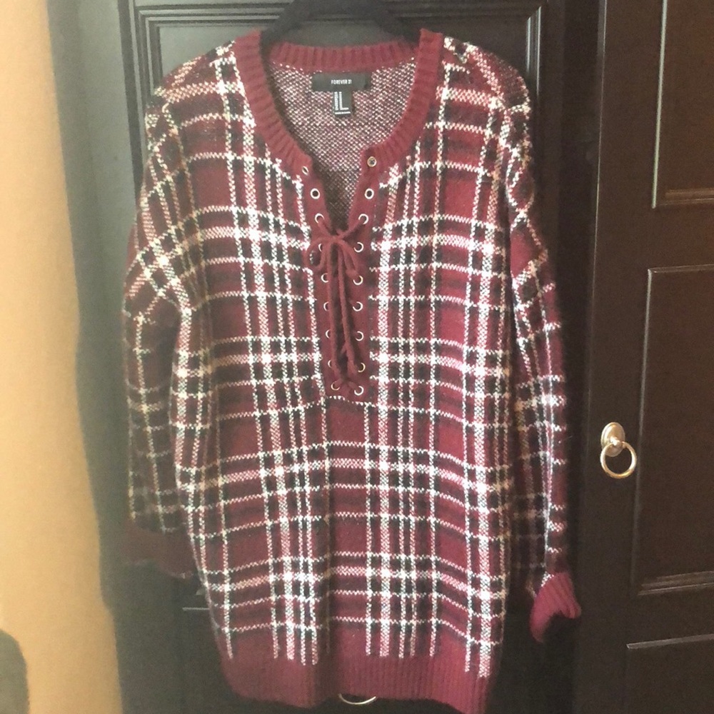 Lace-Up Maroon Sweater
